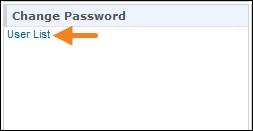 Screenshot of the 'User List' link under the 'Change Password' label of the Oversight Dashboard.