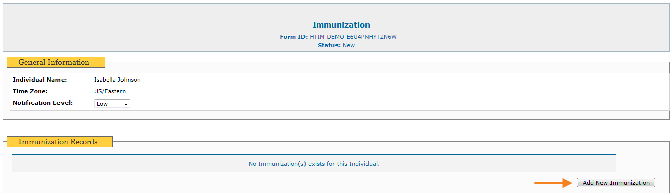 immunization records