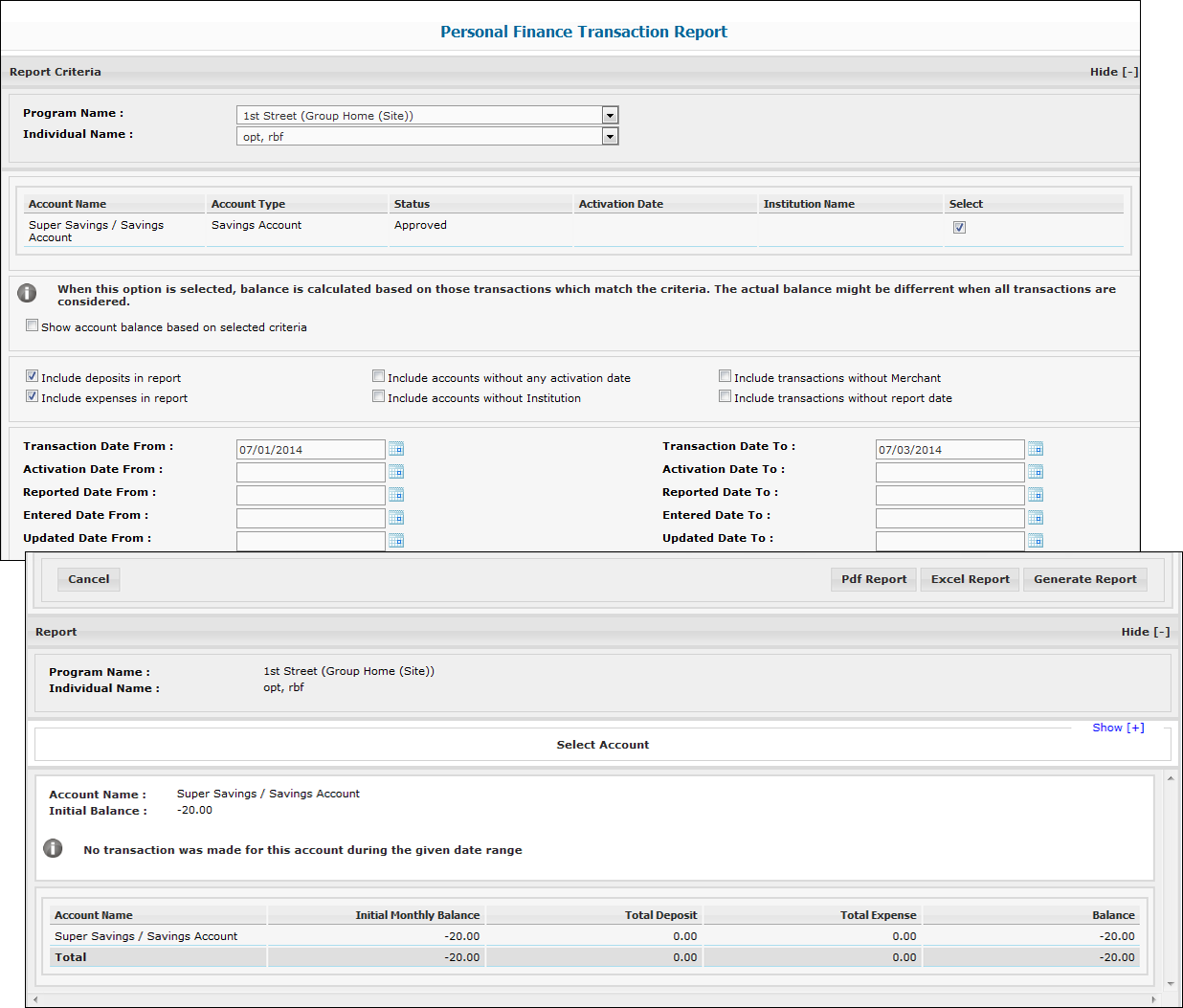 personal transactions