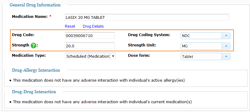 create new medication history allergy form