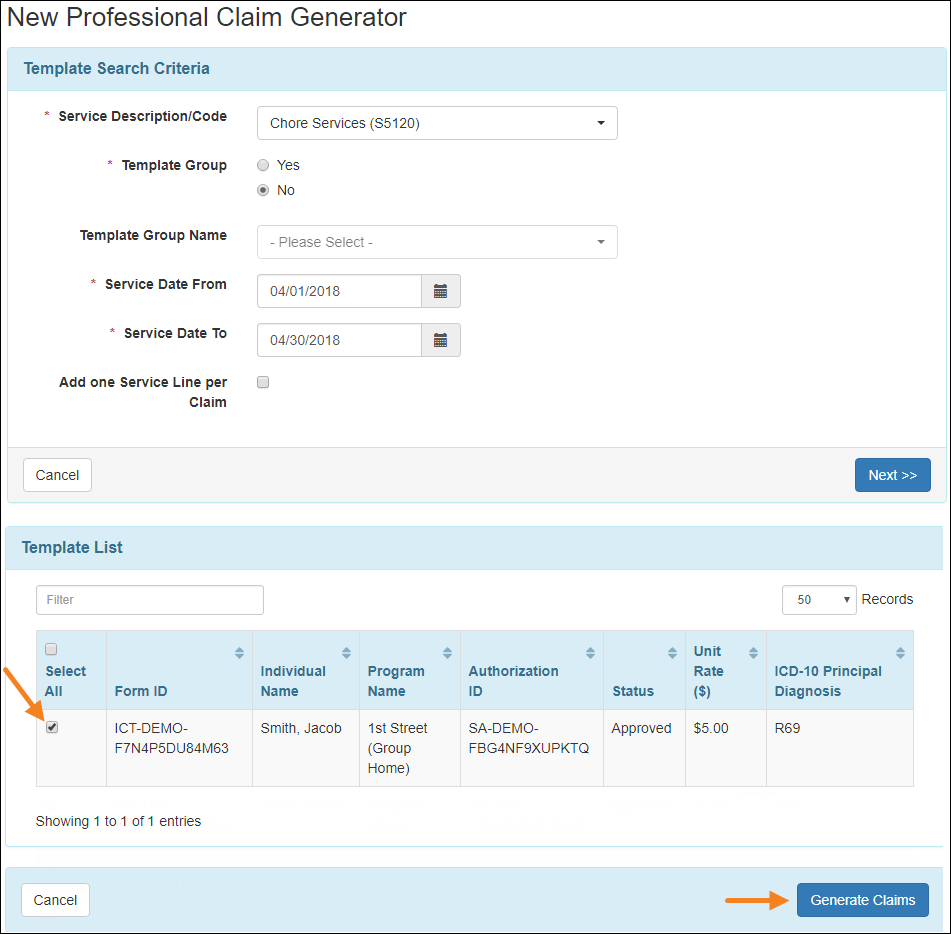 Generate ROCS Billing Report Illinois