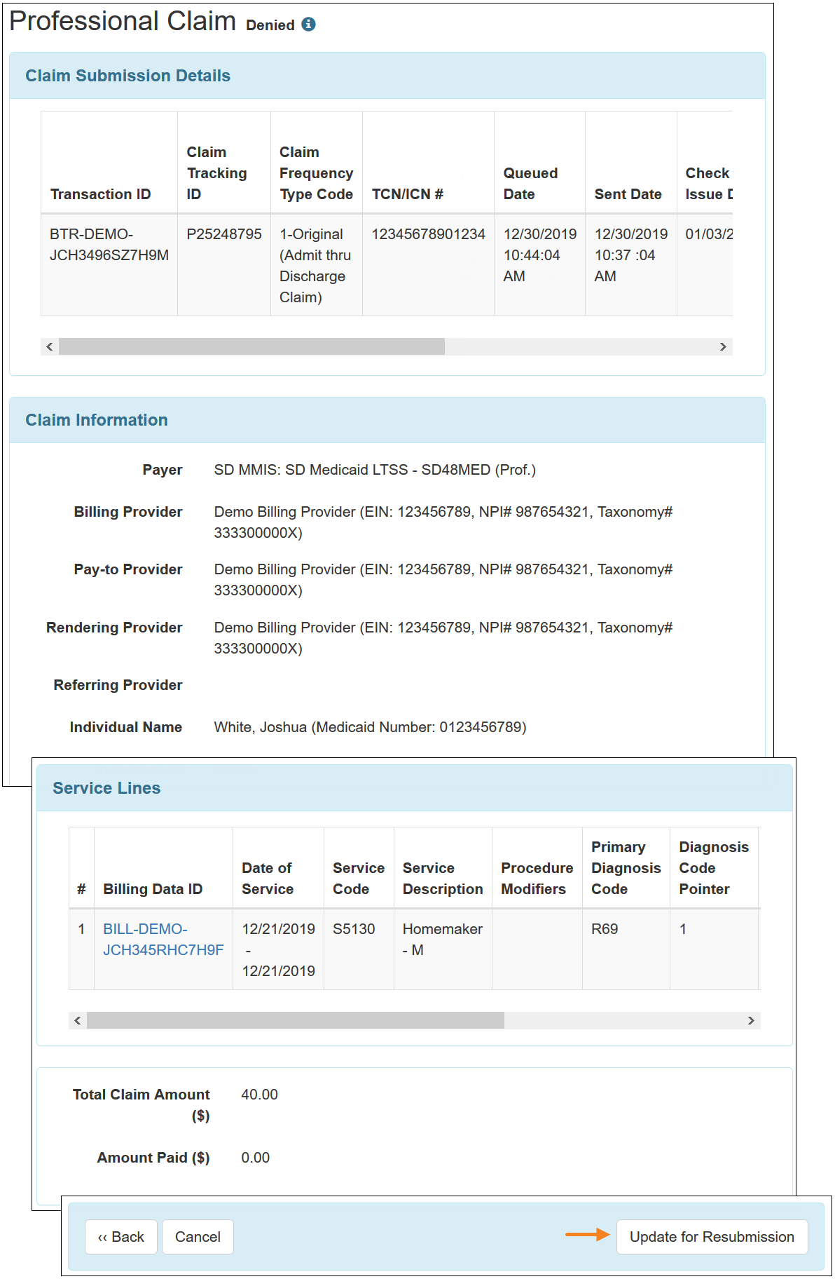 Update Medicaid ID and Resubmit Claims South Dakota