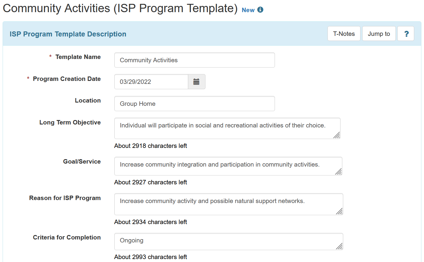 Create ISP Program Template