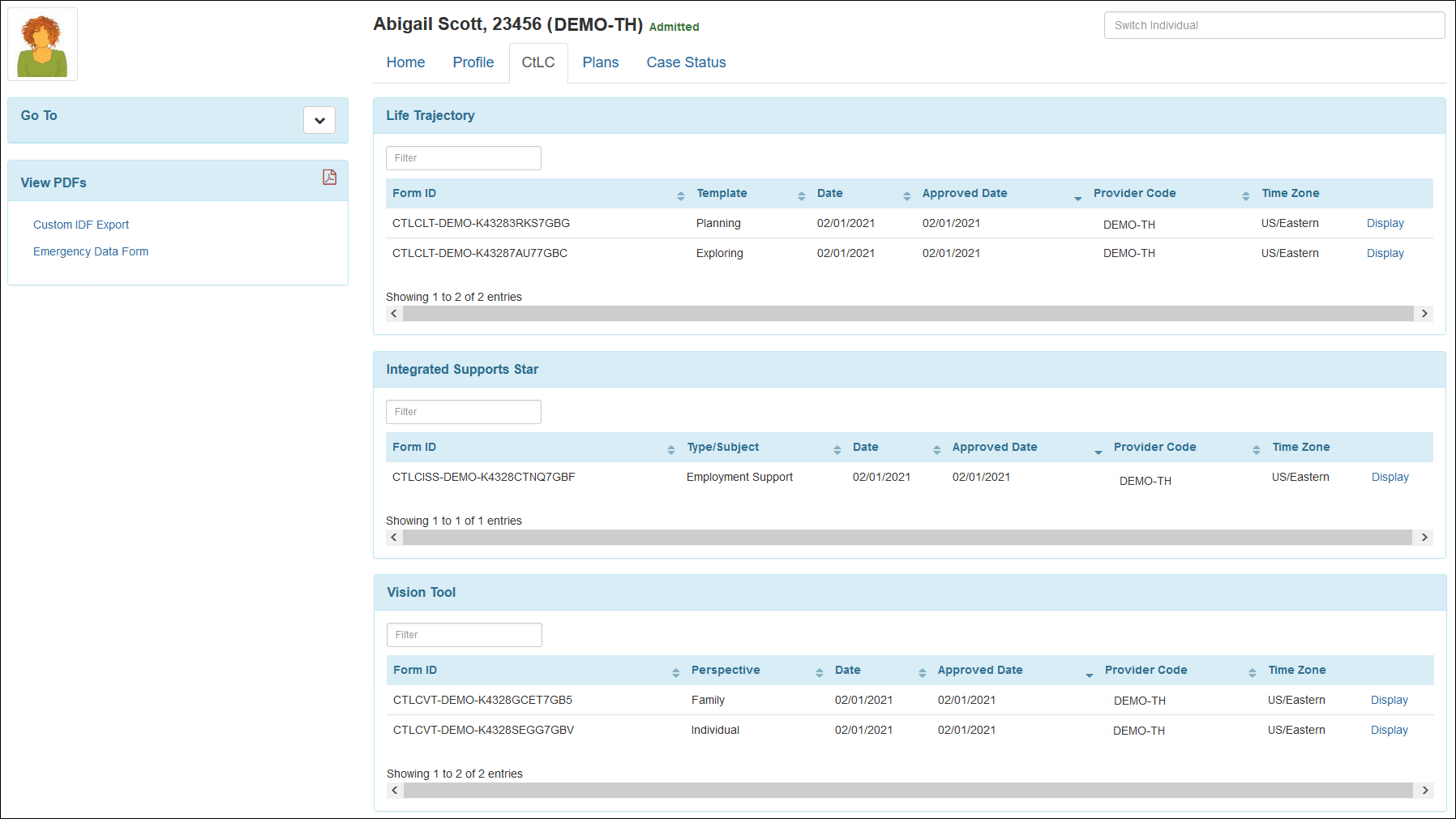 Individual Home Page for Oversight Providers