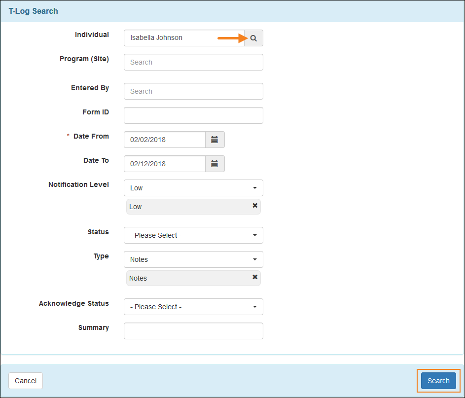 view search and add follow up to t log