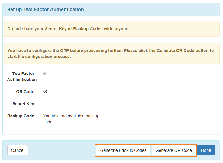 key generate 2fa Authentication Two (2FA) Factor