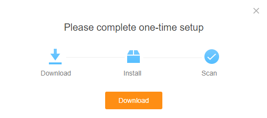 Screenshot showing one-time setup