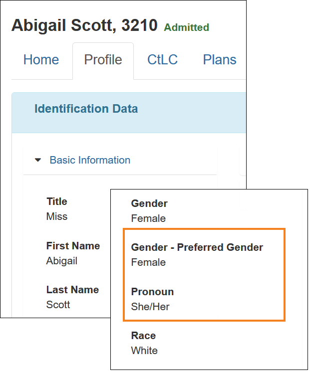 Screenshot of Profile tab of the Individual Home Page.