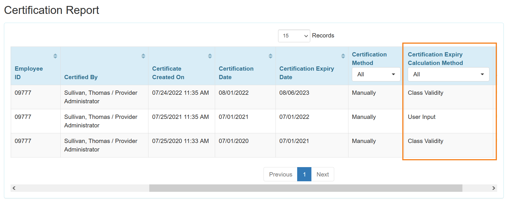 Screenshot of Certification Report.