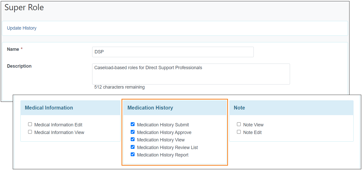 Screenshot of the 'Super Role' page.