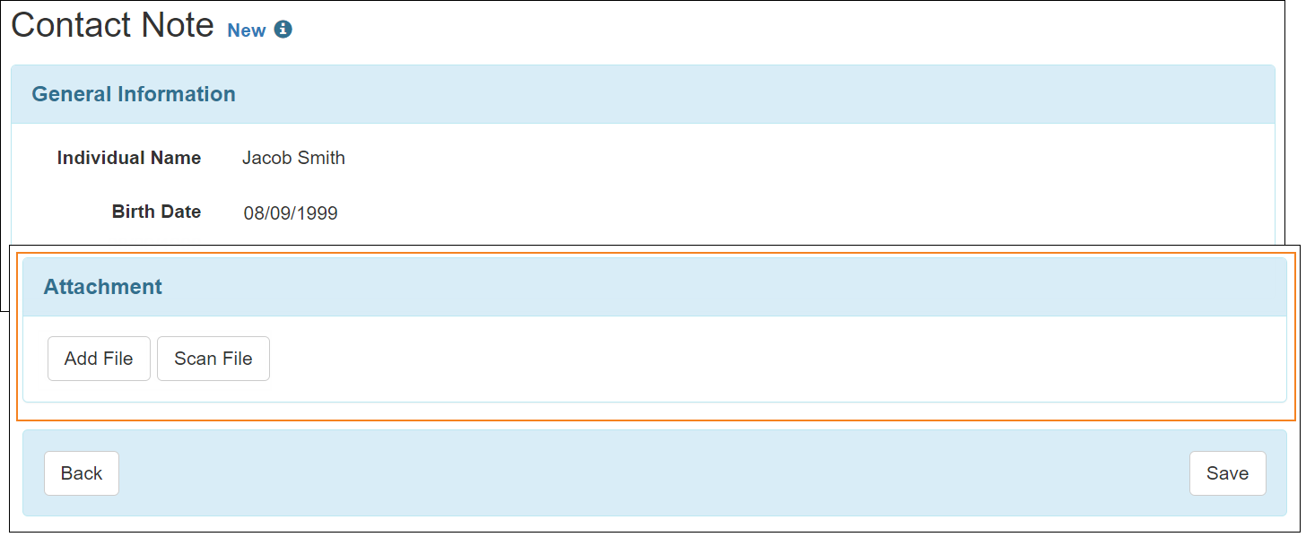Screenshot of the Attachment Section in Priority List