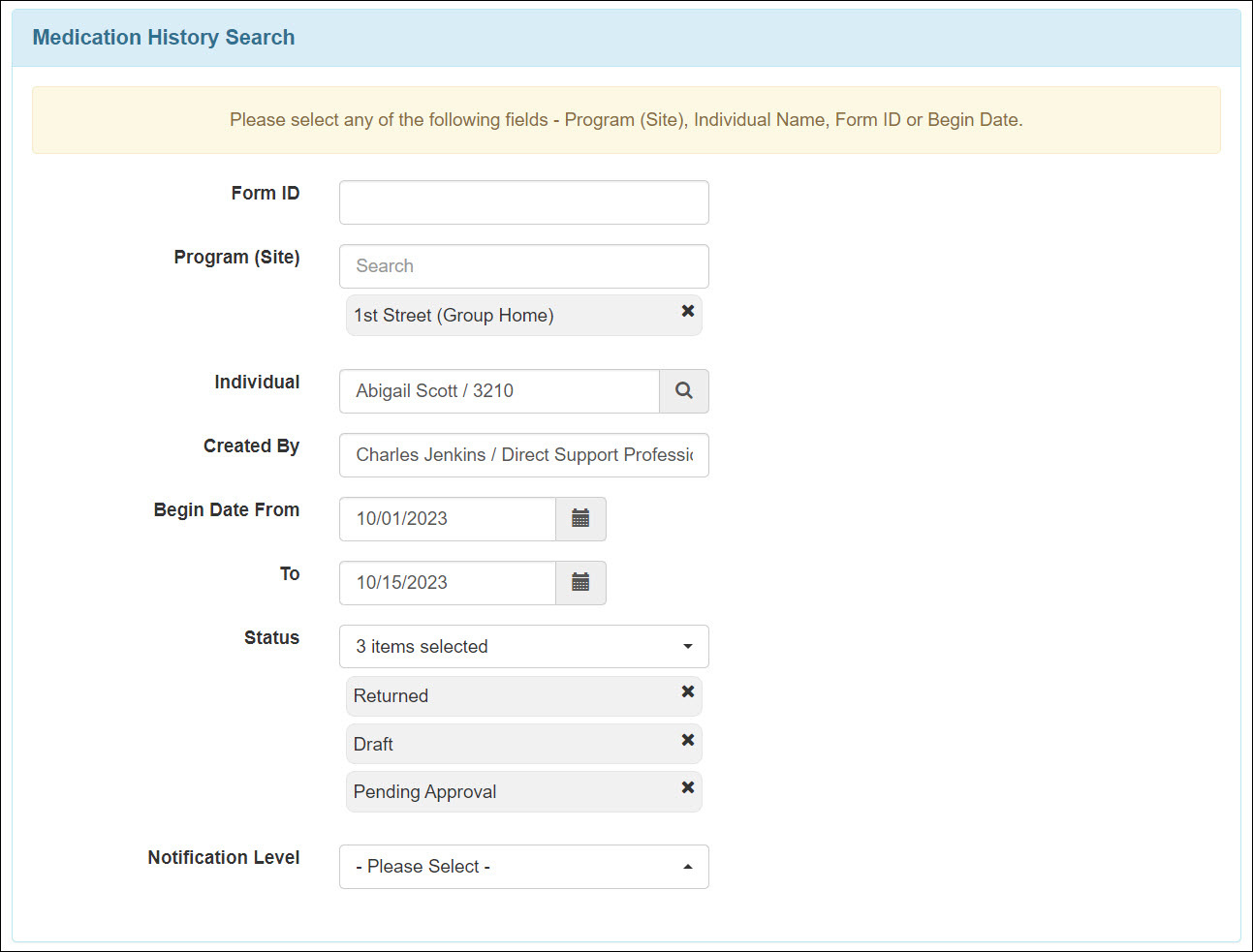 Screenshot showing the MH search page.