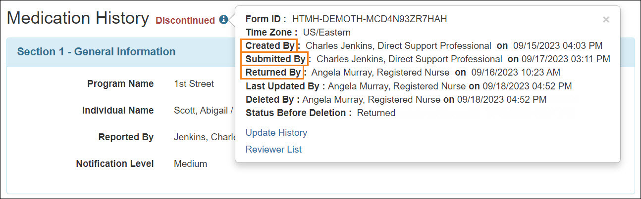 Screenshot showing the MH form I Icon.