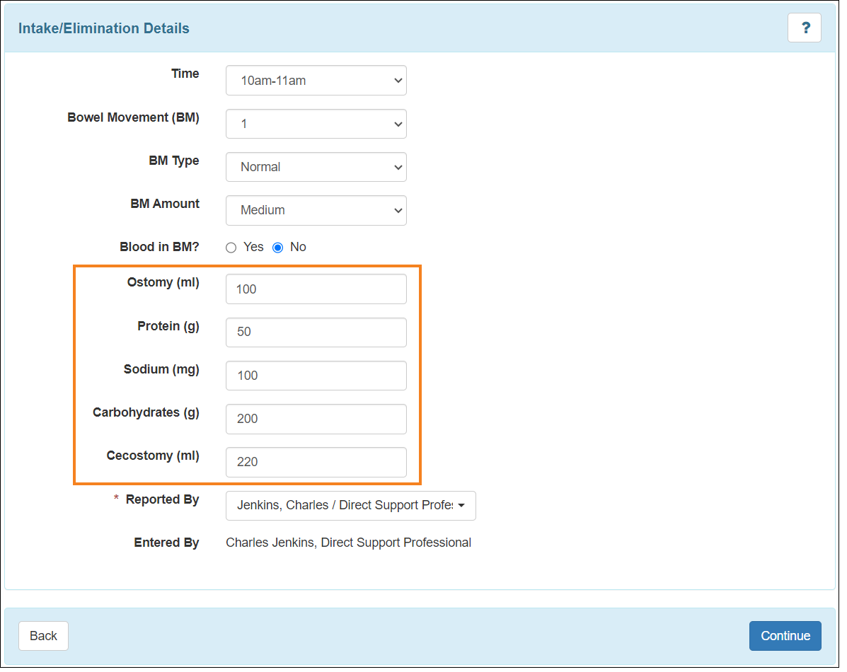 Screenshot showing new columns on the I/E details section.