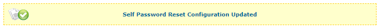 Screenshot showing the self password reset configuration page with the i-icon highlighted.