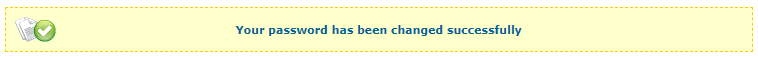 Screenshot showing the password reset success message.