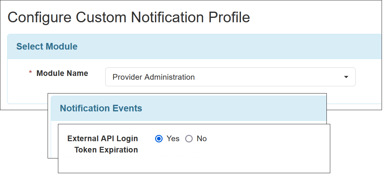 Screenshot showing Configure Custom Notification Profile Page