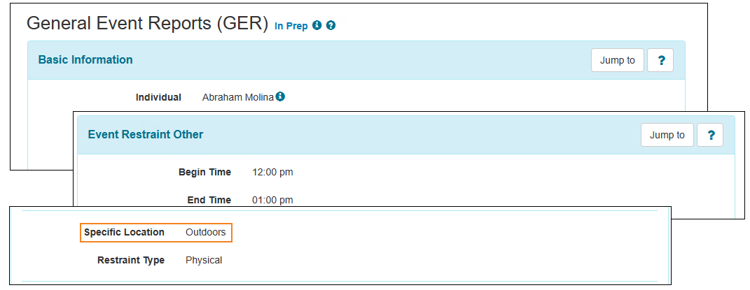 Screenshot showing the Specific Location field