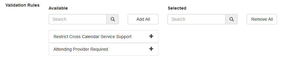 Screenshot showing Validation Rules field in a Plan Template