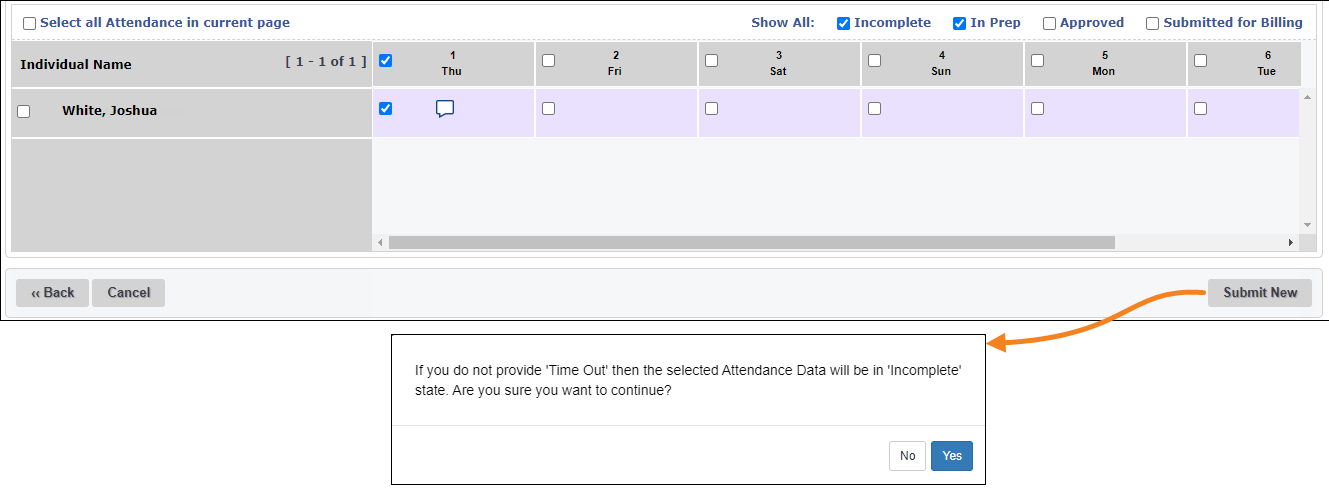 Screenshot showing new Confirmation popup