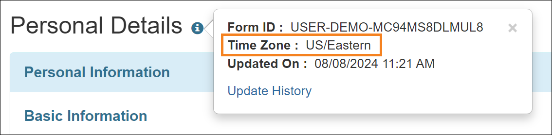 Screenshot showing the 'Update User Information’ page