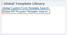 Screenshot of the Global ISP Program Template Search link on the oversight dashboard