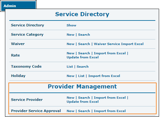 Screenshot of Provider Management section for regular providers
