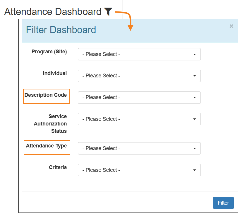 Screenshot showing the new filter options.