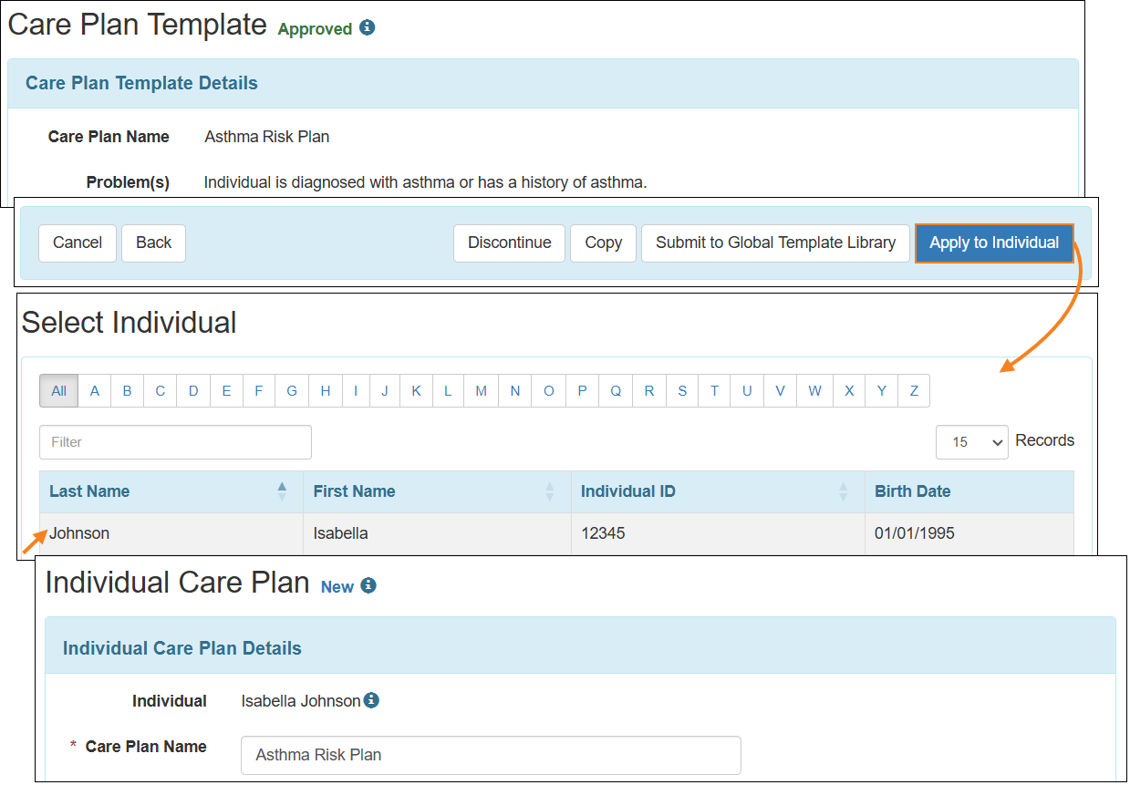 Screenshot showing the Apply to Individual button.