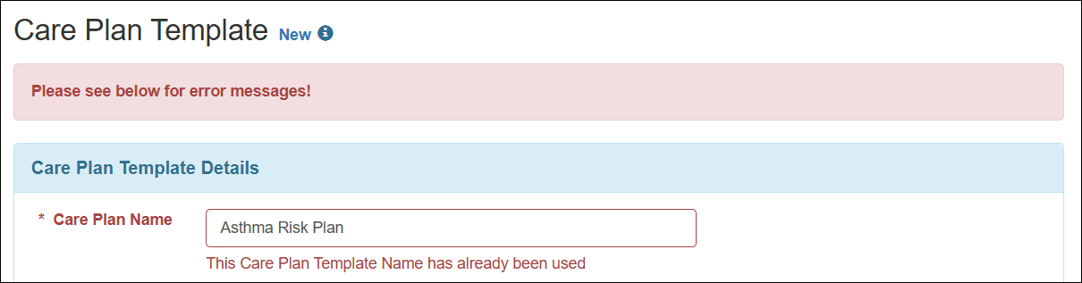 Screenshot showing the error message.