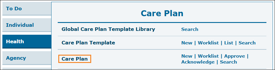 An image of the Health tab.