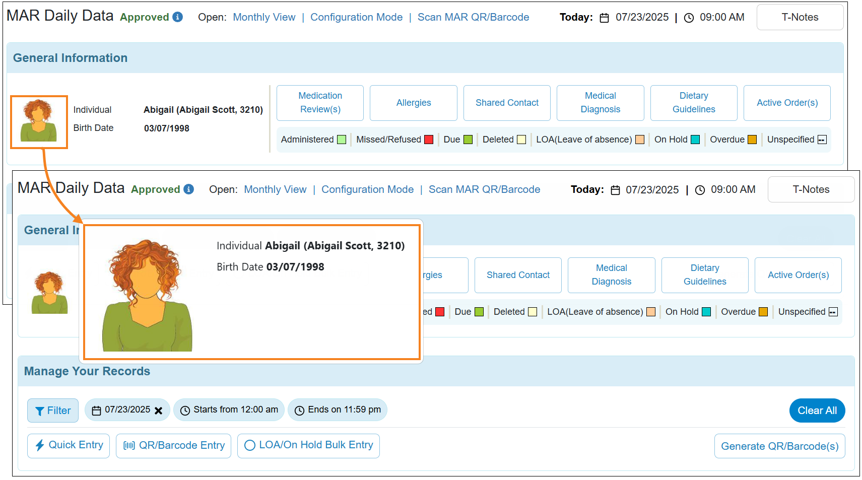 Screenshot showing the individual photo popup.