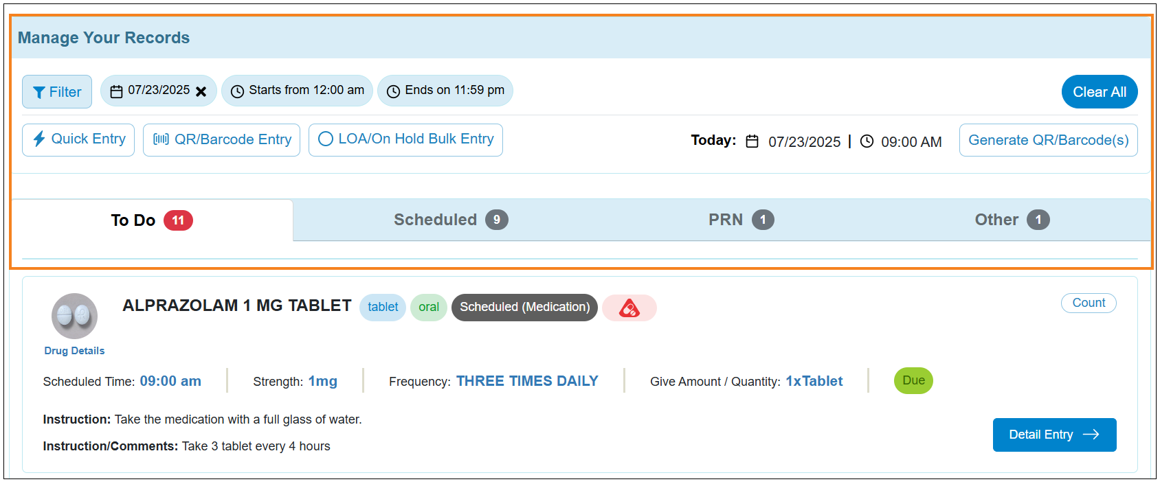 Screenshot showing the Manage Your Records section.