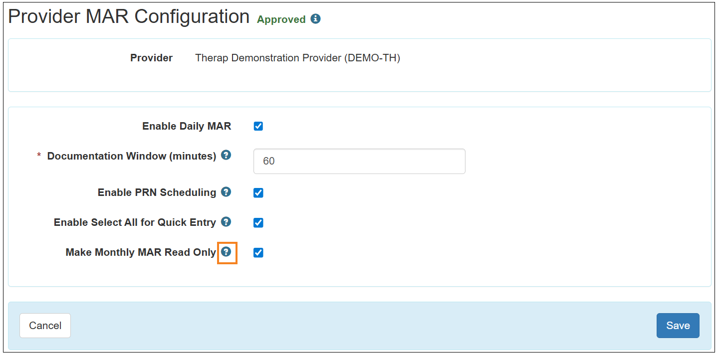 Screenshot showing the question mark button.