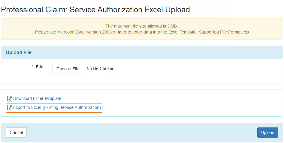 create service authorizations for professional claims by uploading