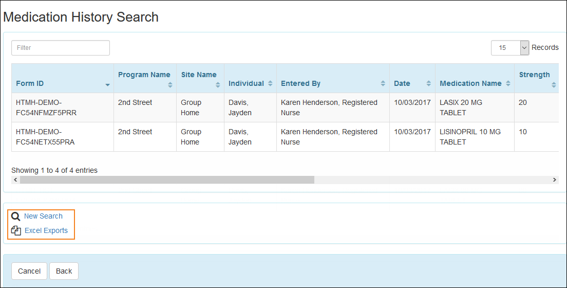 Search Medication History