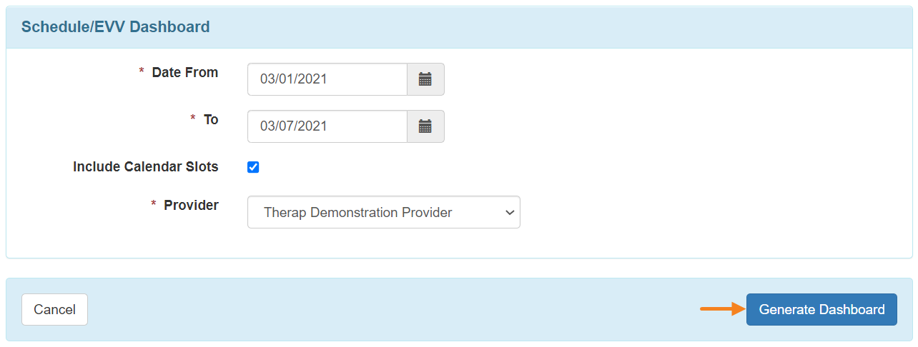 Schedule EVV Dashboard
