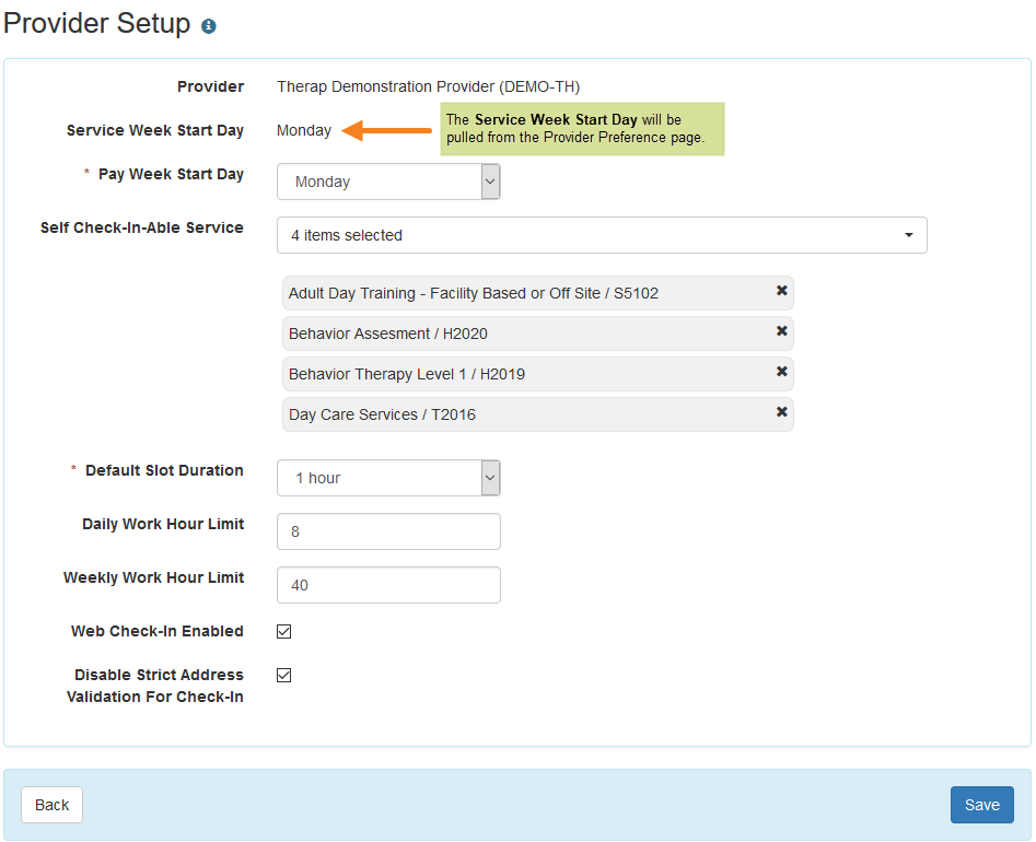 provider and staff setup for scheduling