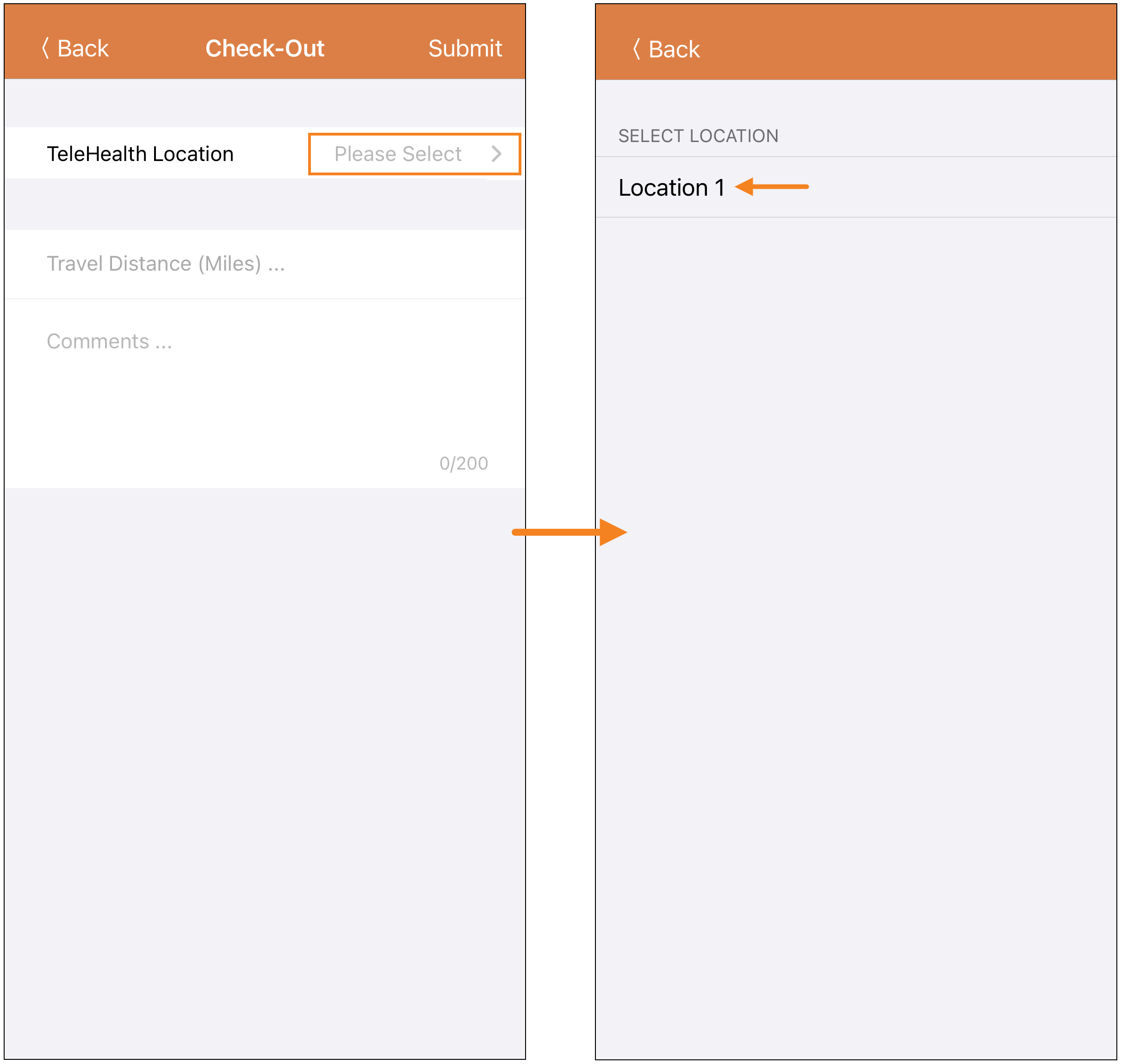 CheckIn, CheckOut and Self CheckIn using TeleHealth for Apple Devices