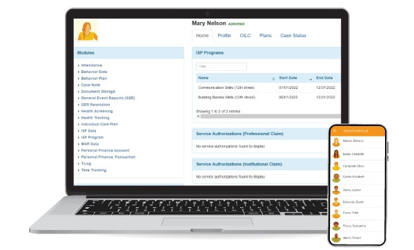 Therap App showing Therap's Comprehensive System for Behavioral Health Services