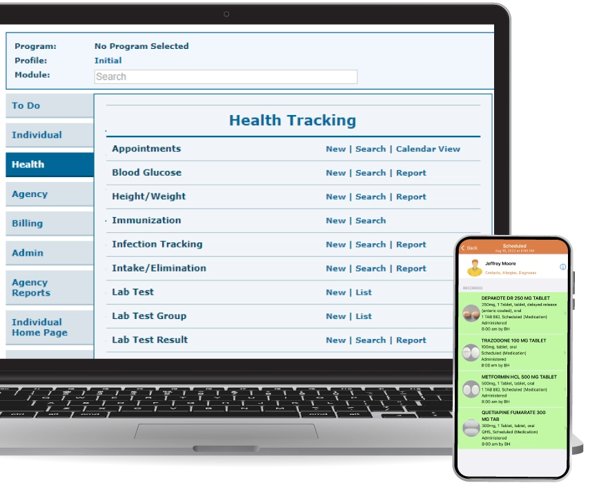 Therap App showing Therap's Comprehensive Electronic Health Records for Service Providers Screen