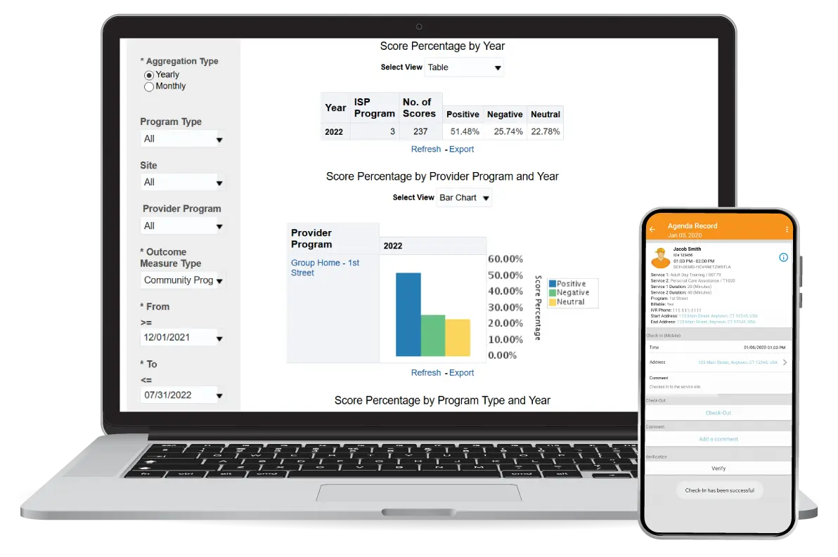 Therap App showing Therap’s Comprehensive Solutions for Government-Funded Health and Human Service Systems Screen