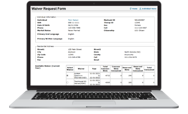 Therap App showing Therap's Waiver Slot Management Tools Screen