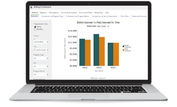 Therap App showing Therap's Integrated Billing Solutions for Service Providers Screen