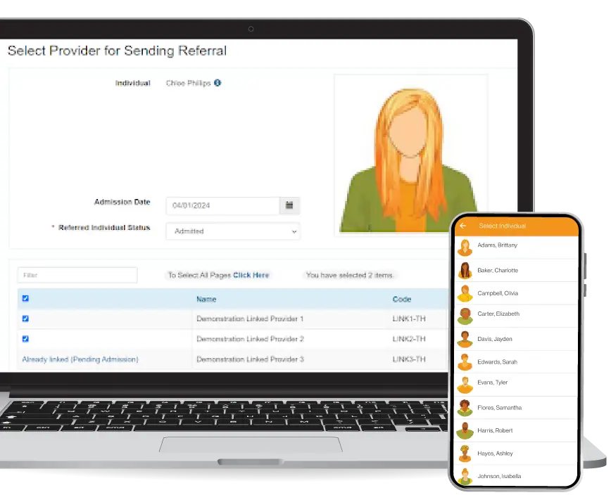 Therap App showing Therap's Software Solutions for Case Management & Care Coordination Screen