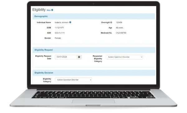 Therap App showing Therap's Intake & Eligibility Tools for Human Services Screen