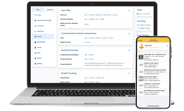 Therap App showing Therap's Comprehensive Electronic Health Records for Service Providers Screen
