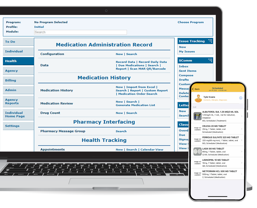 Therap App showing Therap's Comprehensive Electronic Health Records for Service Providers Screen