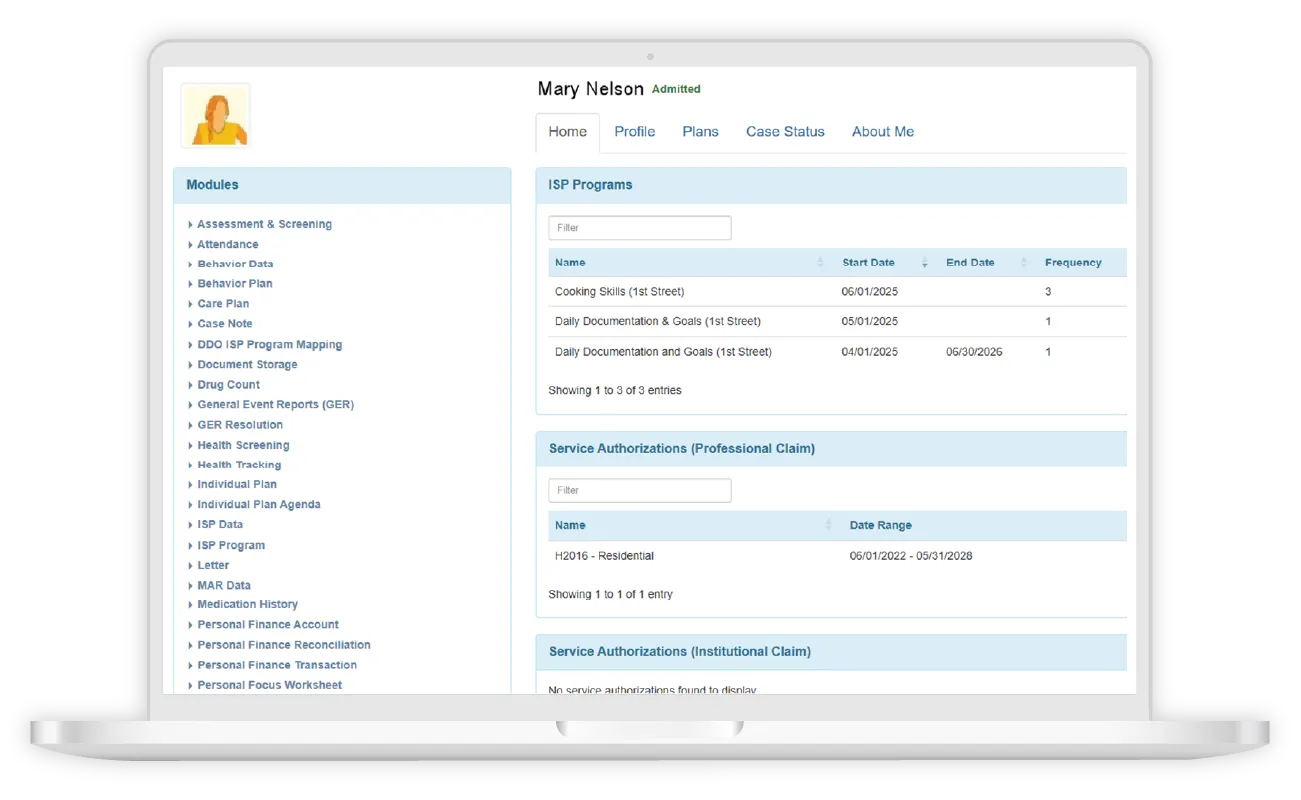 Therap App showing Therap's Comprehensive System for Traumatic Brain Injury (TBI) Supports Screen