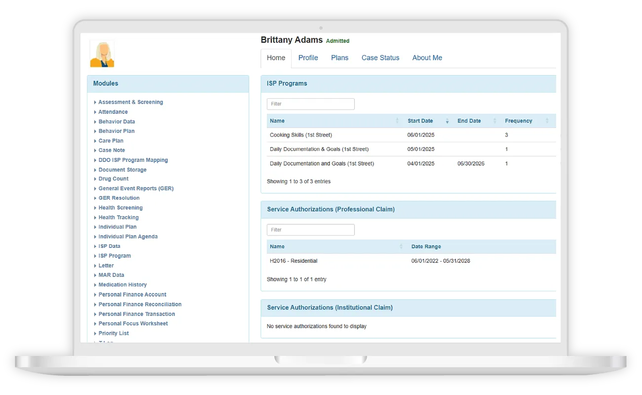 Therap App showing Therap's Comprehensive System for Mental Health Services